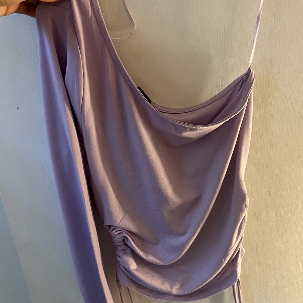 one sleeve purple shirt